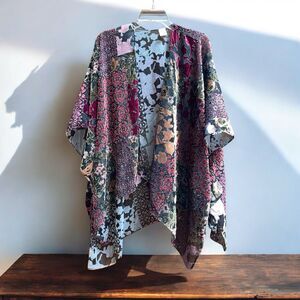 Stunning Lagenlook Burn Out Floral Open Front Kimono Tunic O/S Unbranded
